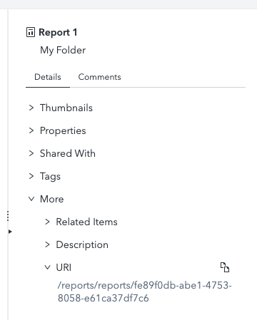 Finding folder and item URIs
